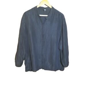 Eileen Fisher Womens Long Sleeve Silk/Linen Blend Mandarin Collar Top Size 3X